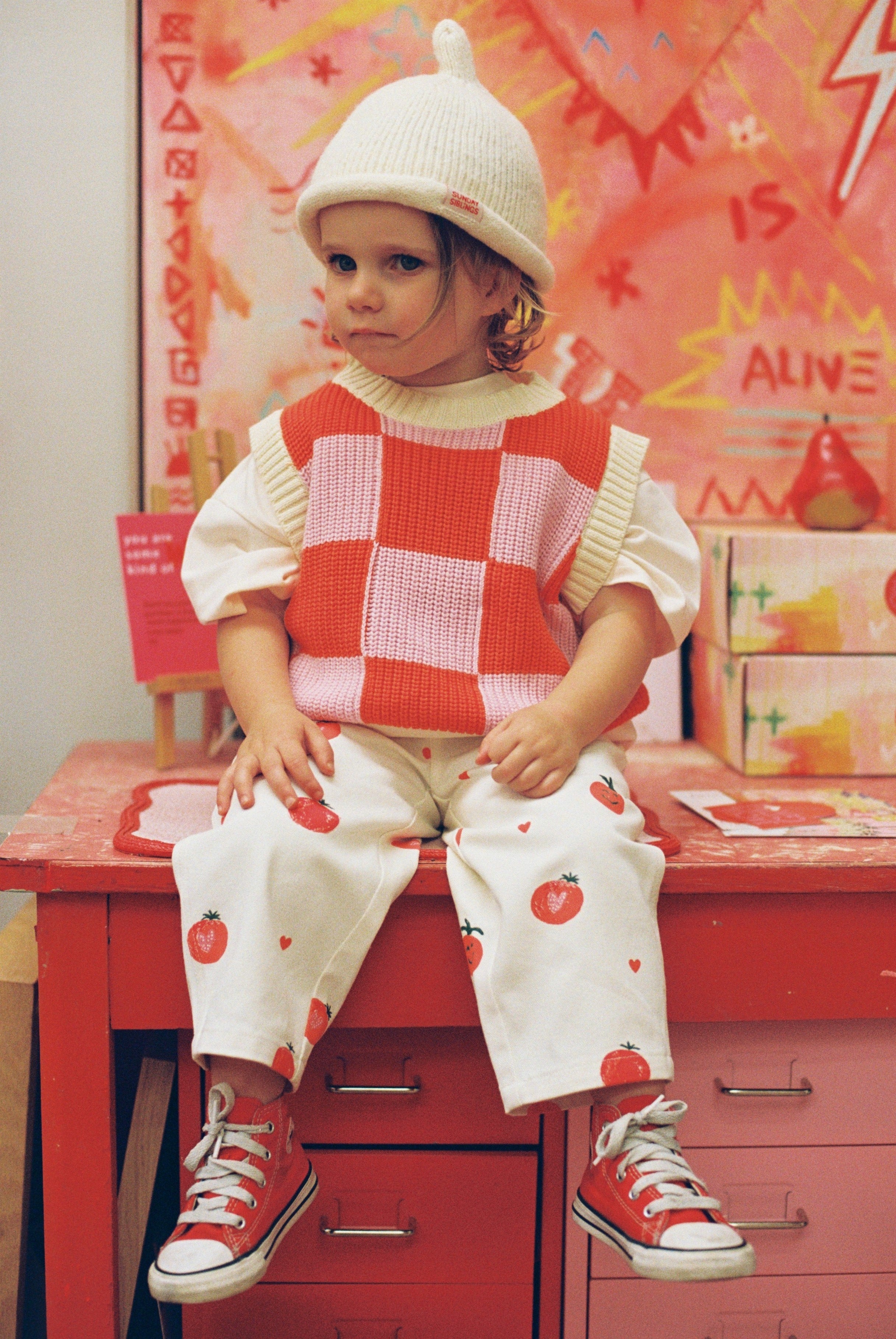Nonno Vest - Pink + Orange Check