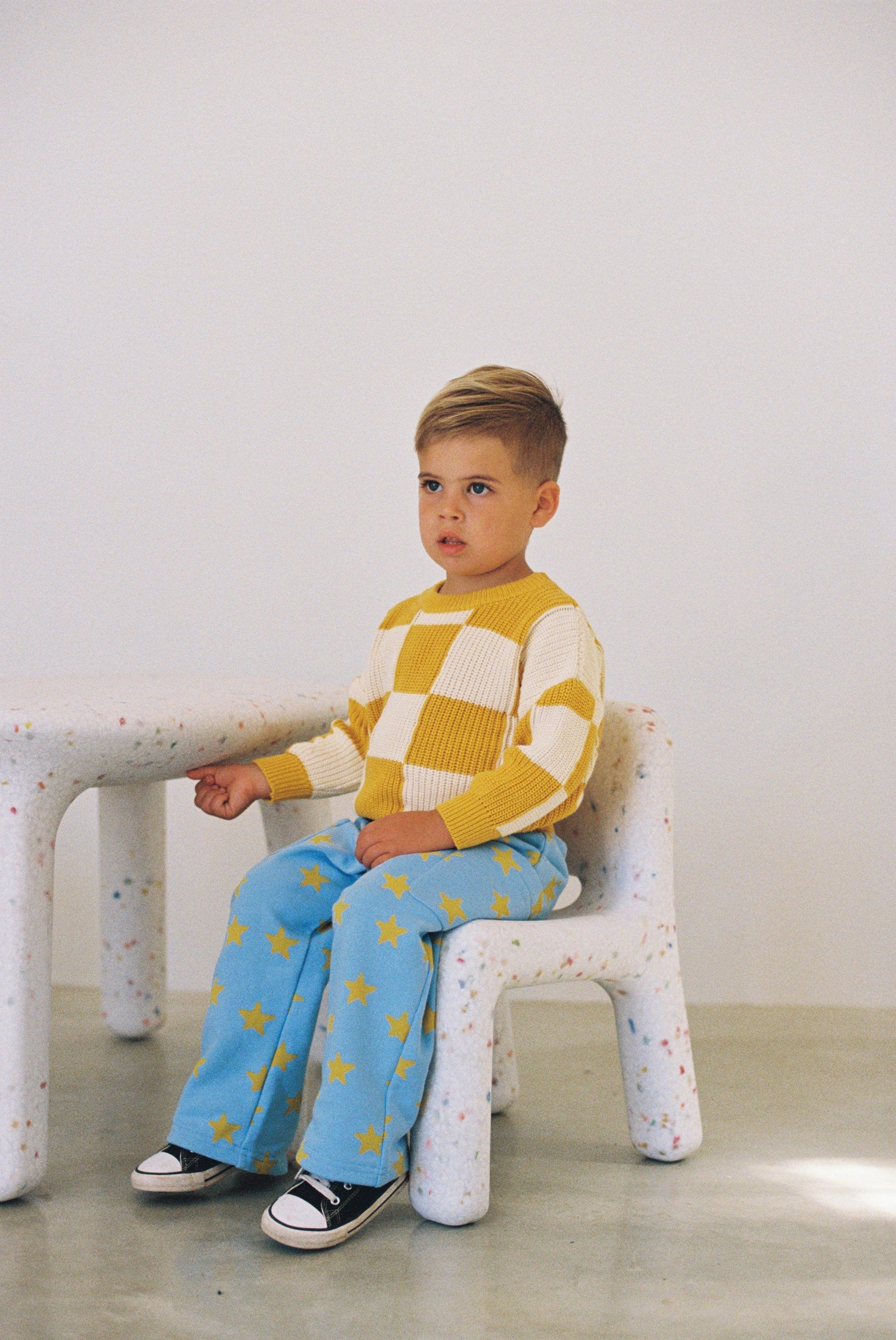 Holiday Pants - Blue + Mustard Stars