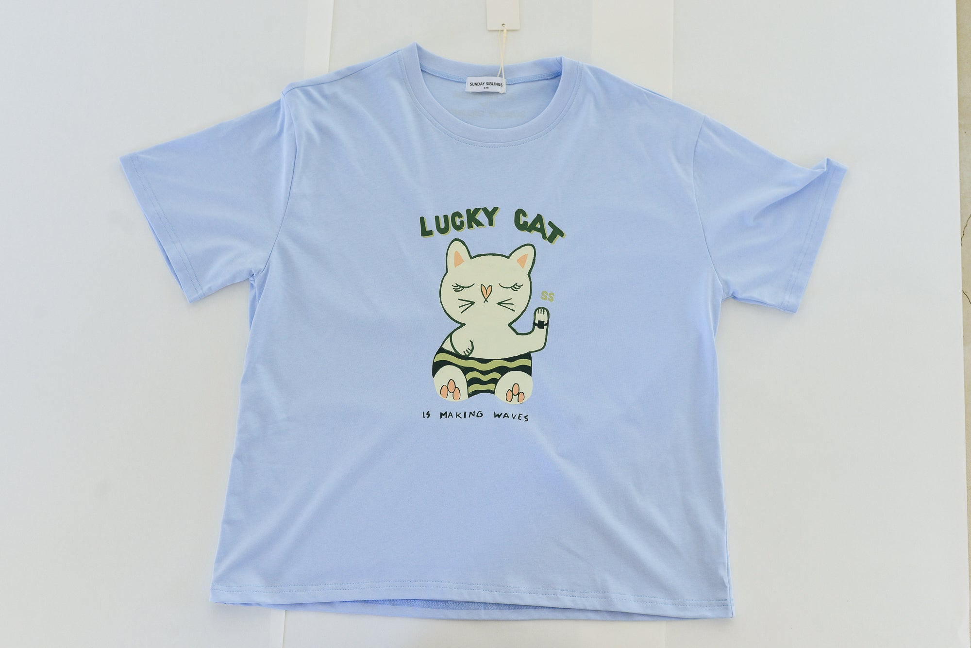 Lucky Cat Tee - Blue (Adult)