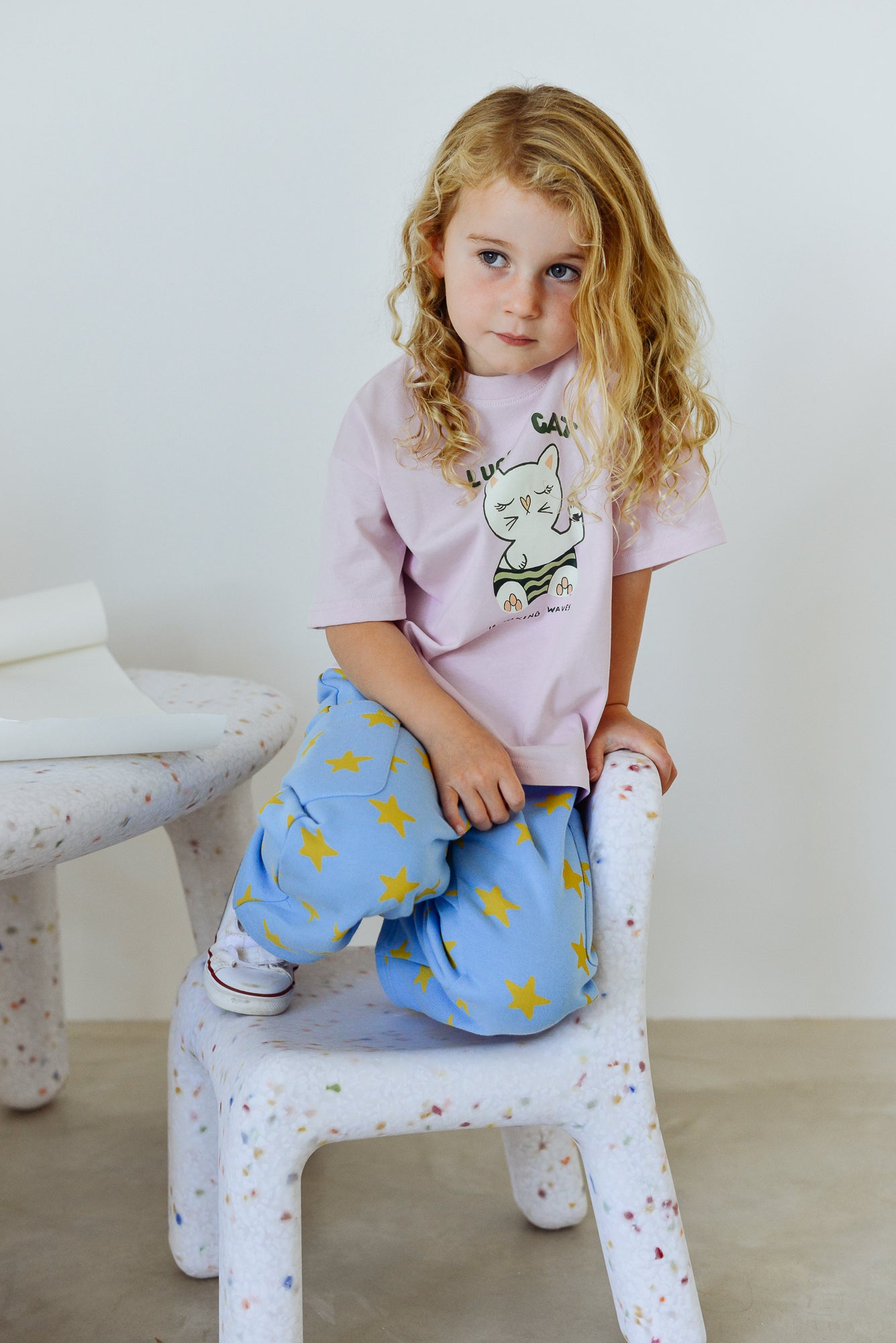 Holiday Pants - Blue + Mustard Stars