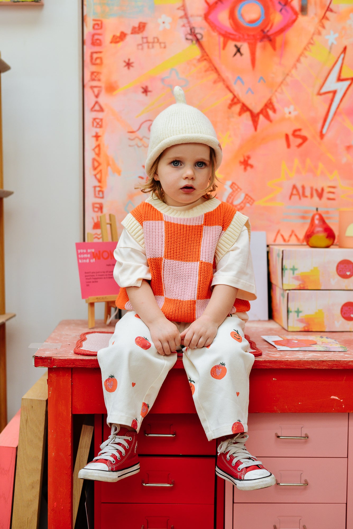 Nonno Vest - Pink + Orange Check