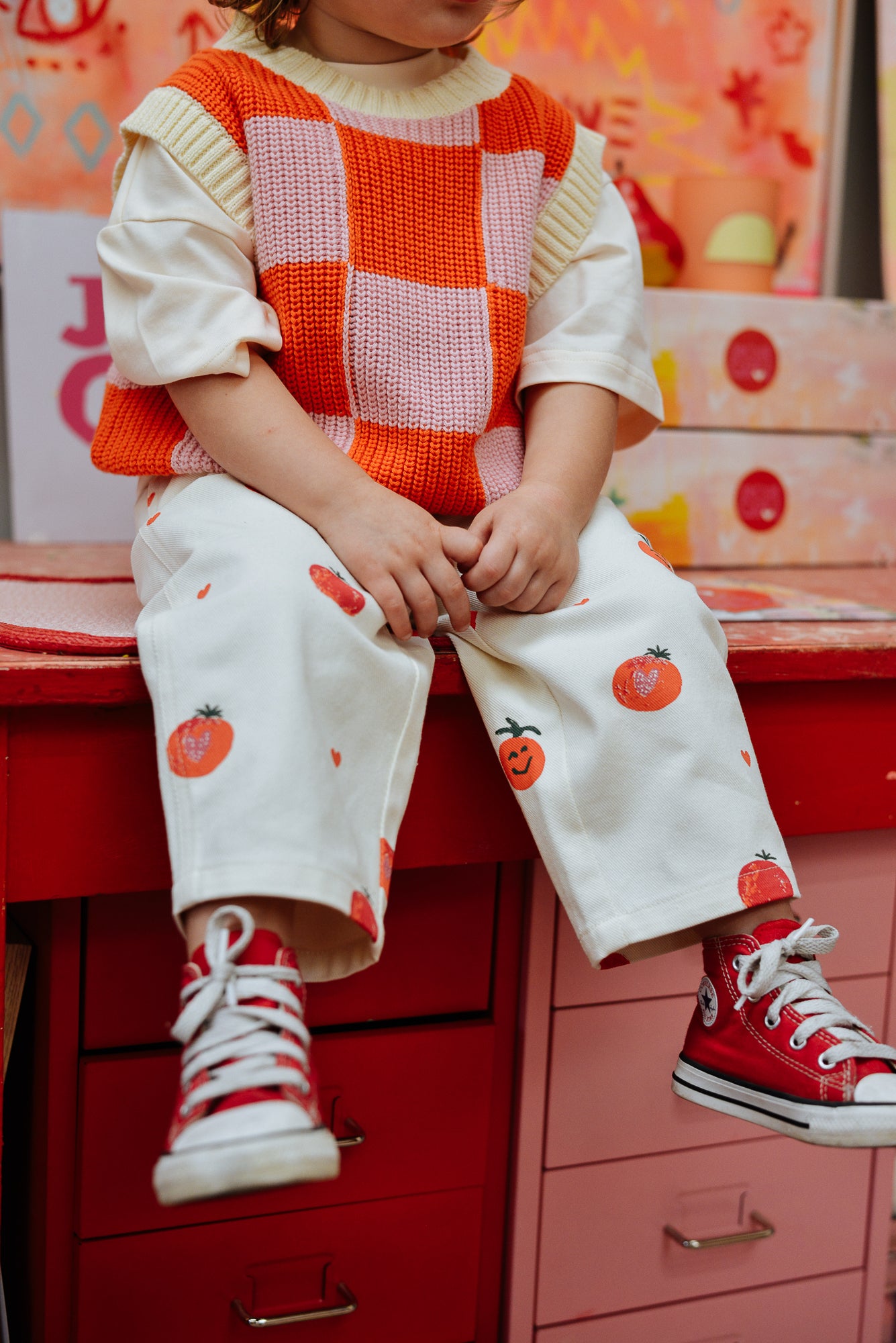Nonno Vest - Pink + Orange Check