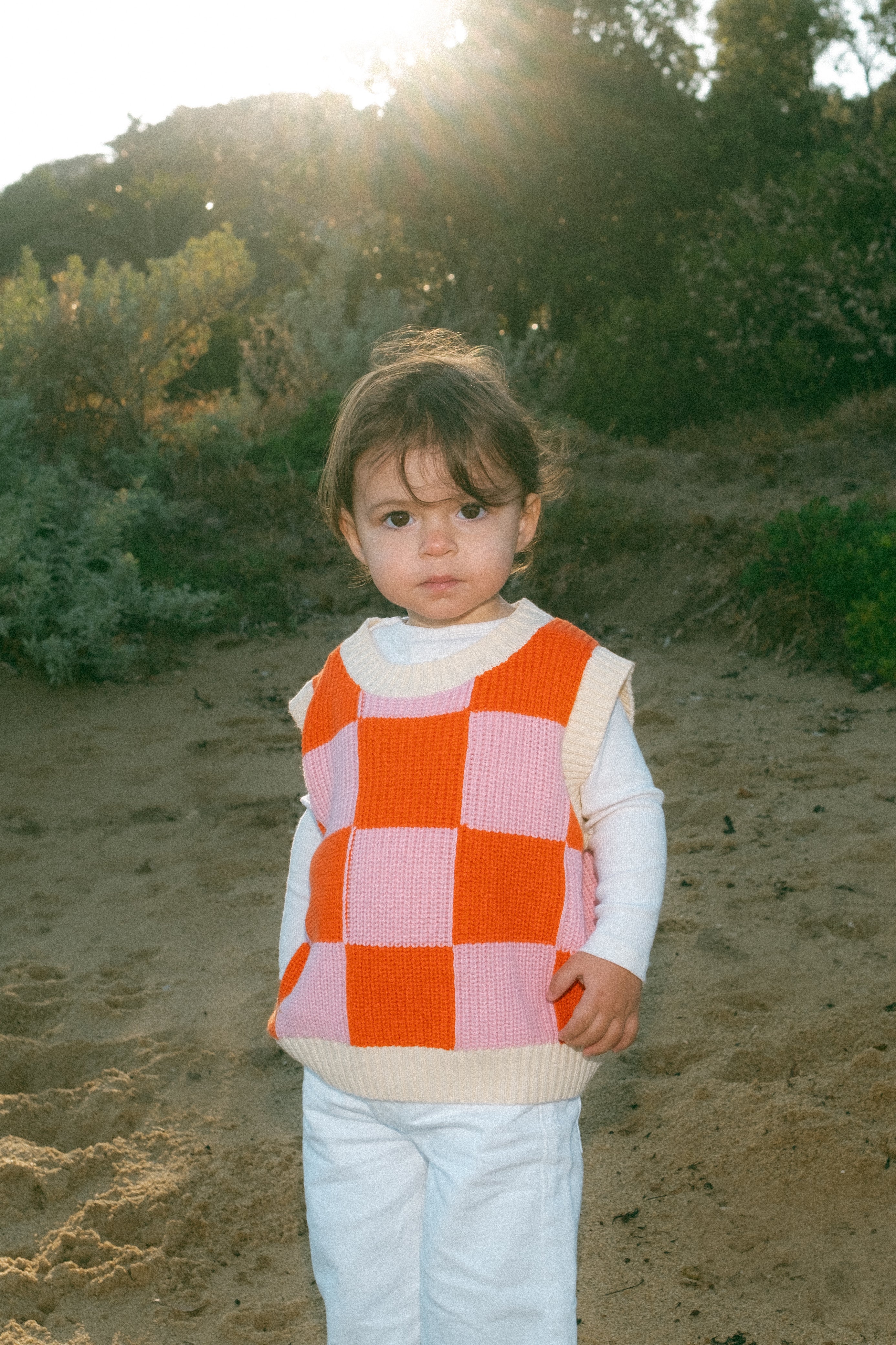 Nonno Vest - Pink + Orange Check