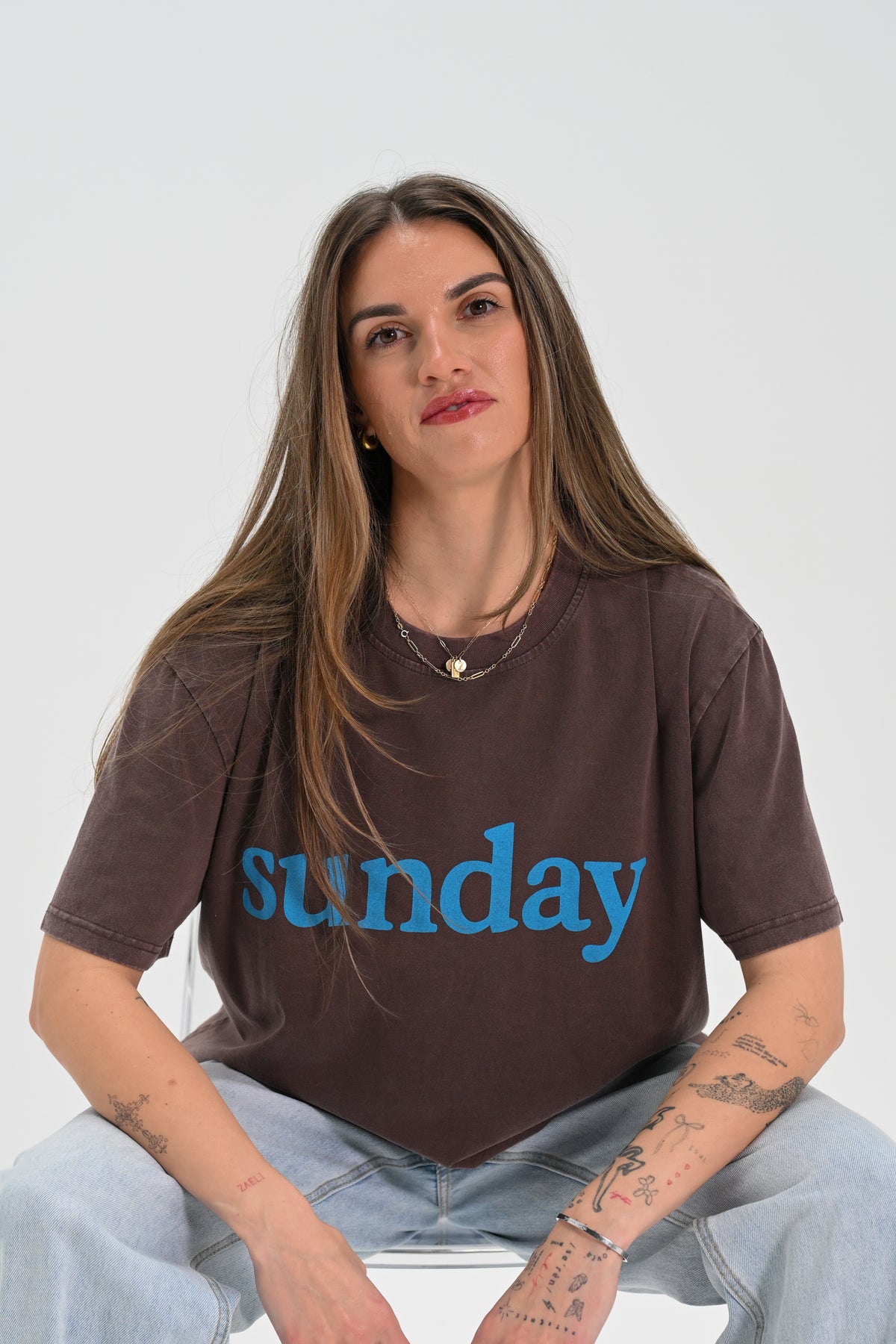 Adult Sunday Tee - Brown + Blue