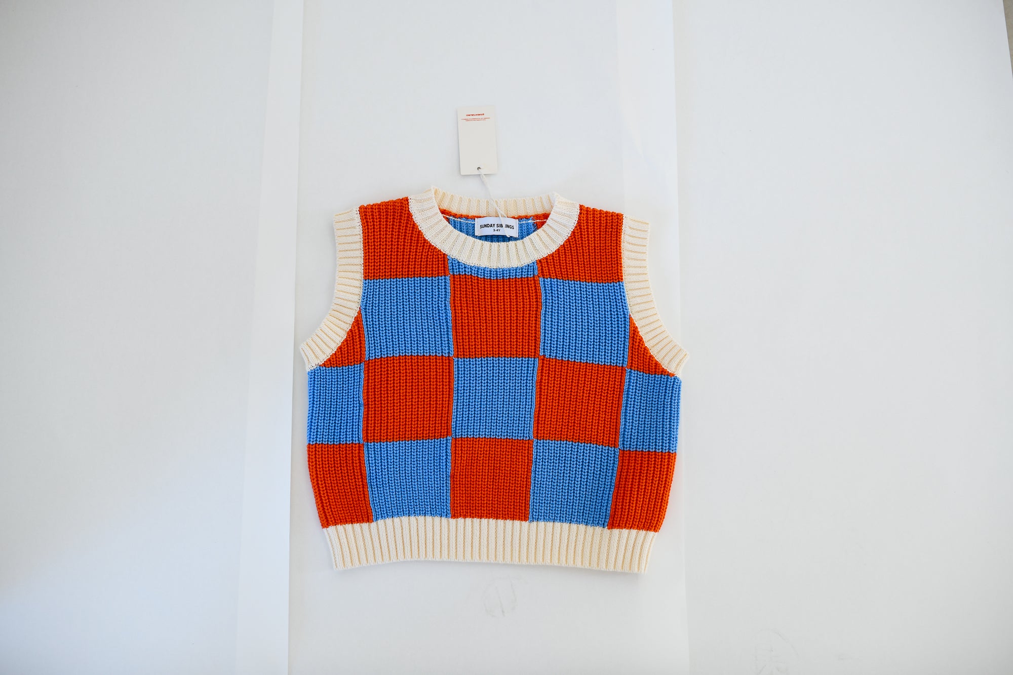 Nonno Vest - Blue + Orange Check