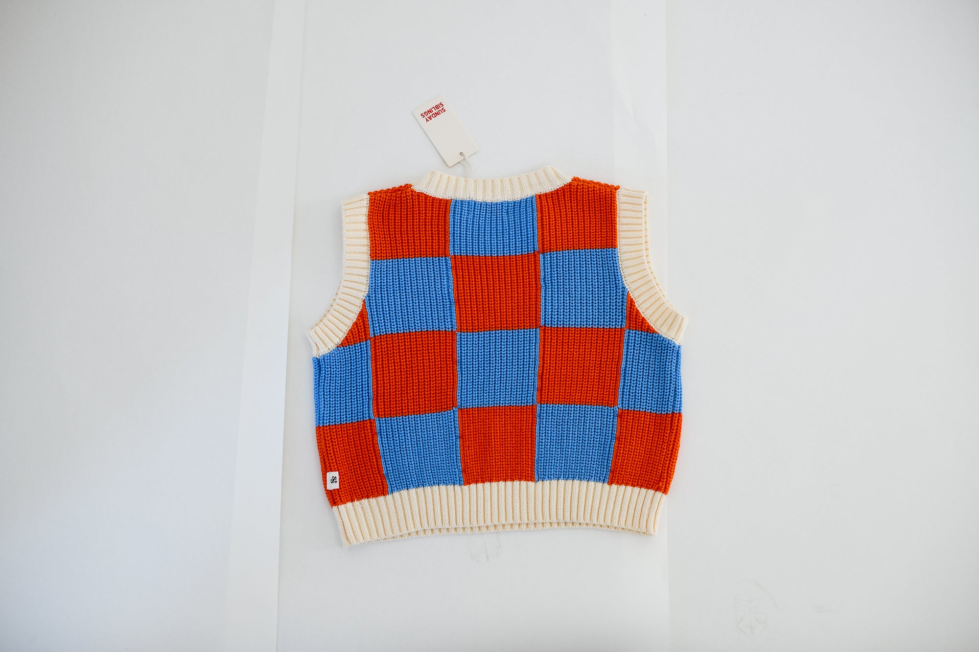 Nonno Vest - Blue + Orange Check