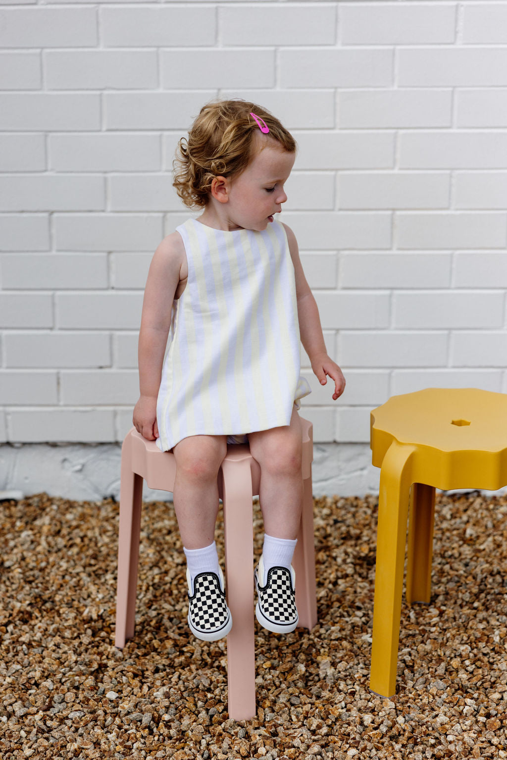 Mackenzie Dress & Bloomers - Yellow Stripe