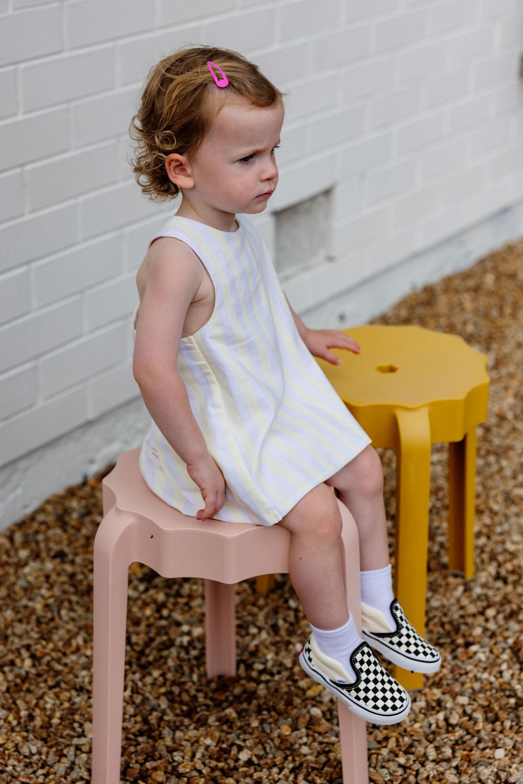 Mackenzie Dress & Bloomers - Yellow Stripe