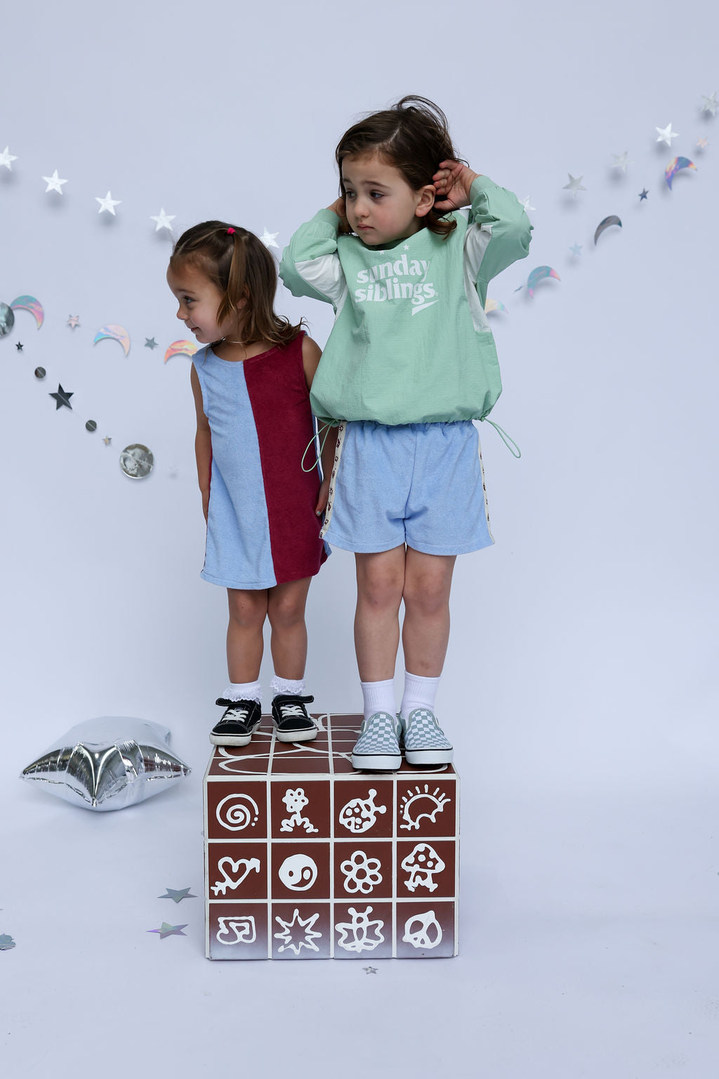 Lunar Dress - Blue + Brown