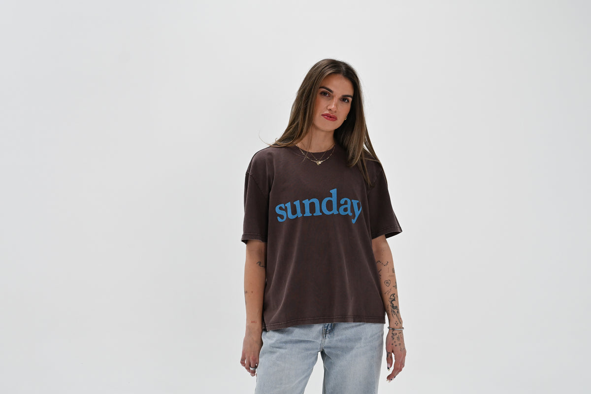 Adult Sunday Tee - Brown + Blue