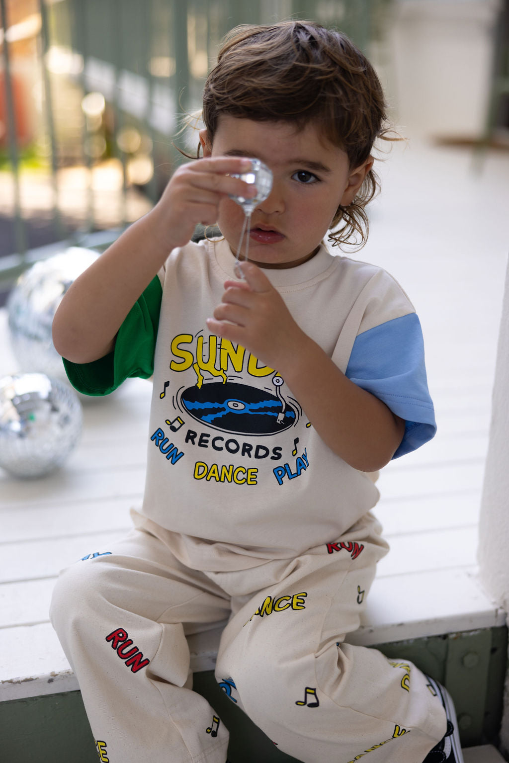 Sunday Records Tee - Blue + Green