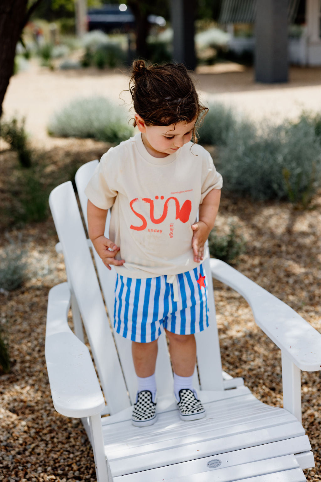 Il Sole Tee - Bone + Red