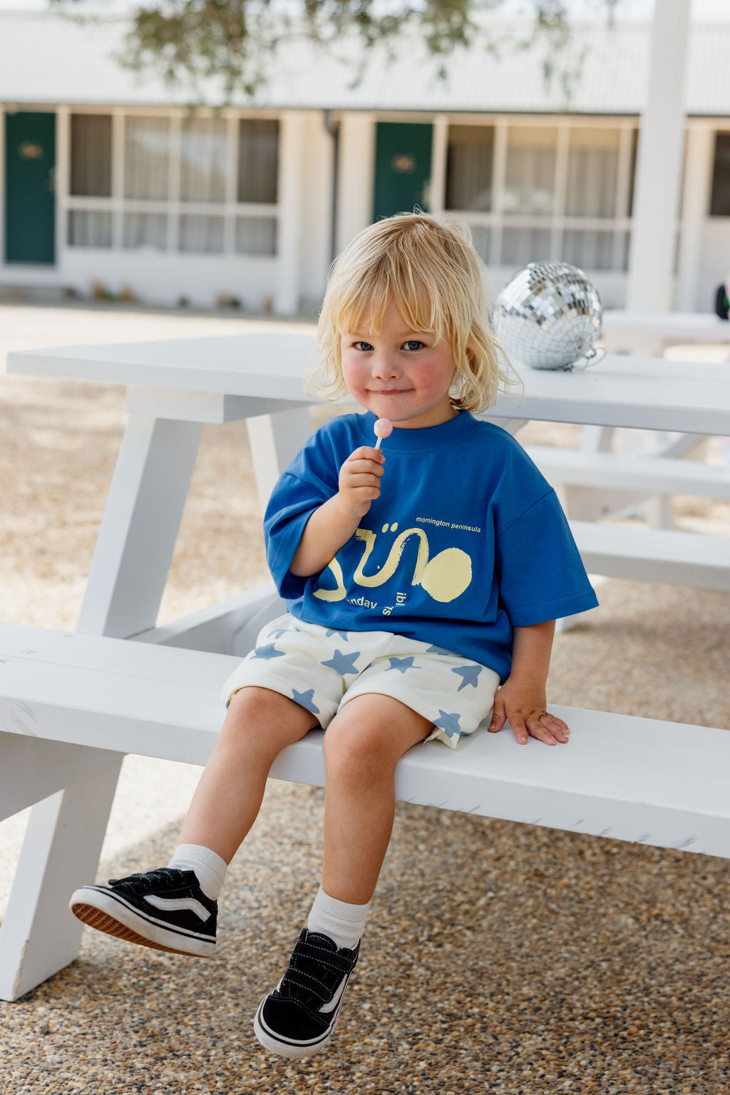 Il Sole Tee - Blue + Yellow