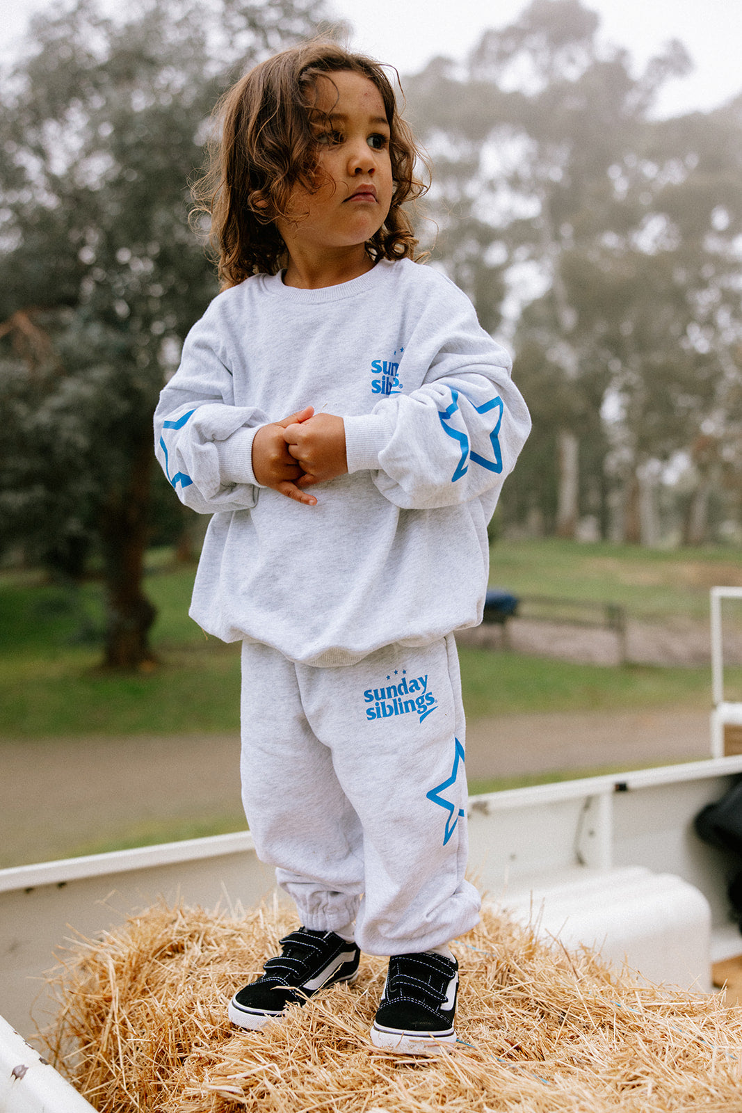 Siblings Set - Grey + Blue Trackpants