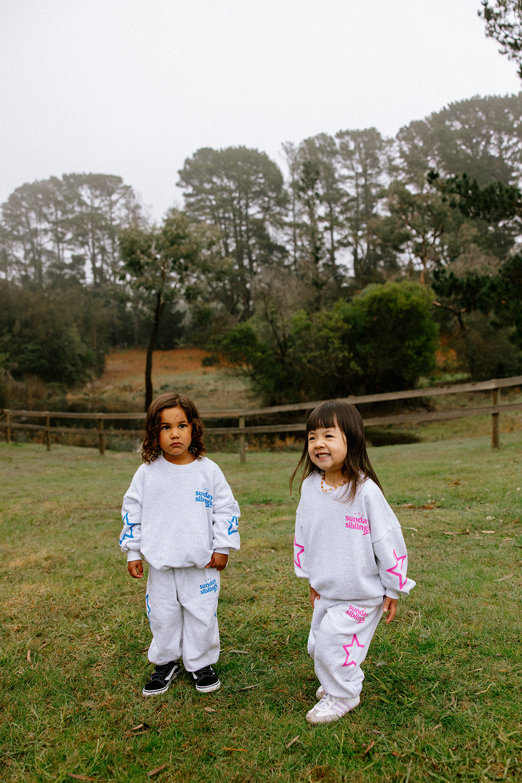 Siblings Set - Grey + Blue Trackpants