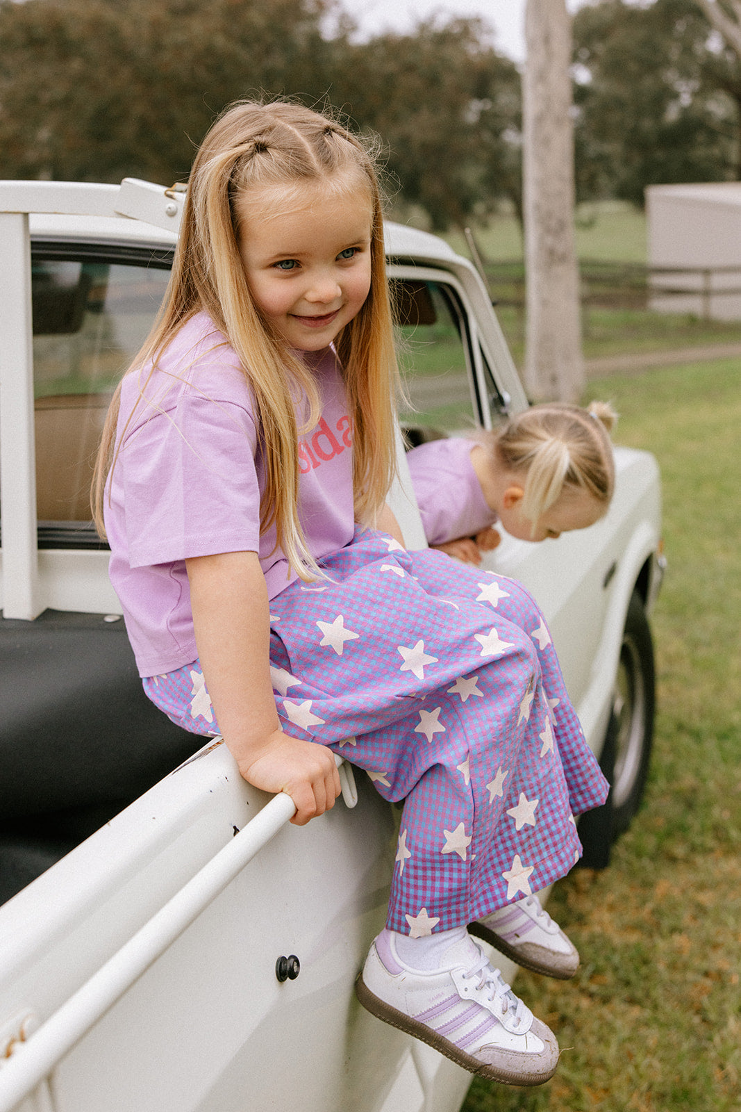 Dusty Star Pants - Purple Gingham